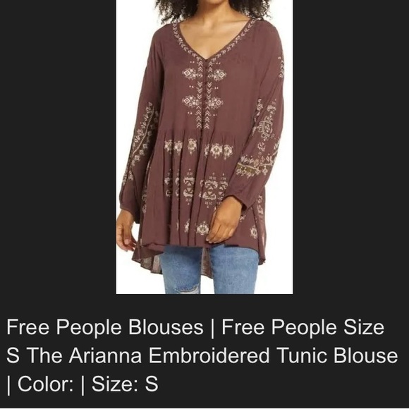 Free People Tops - 🆕 FREE PEOPLE Arianna Embroidered Tunic Deep V-Neck Long Sleeves